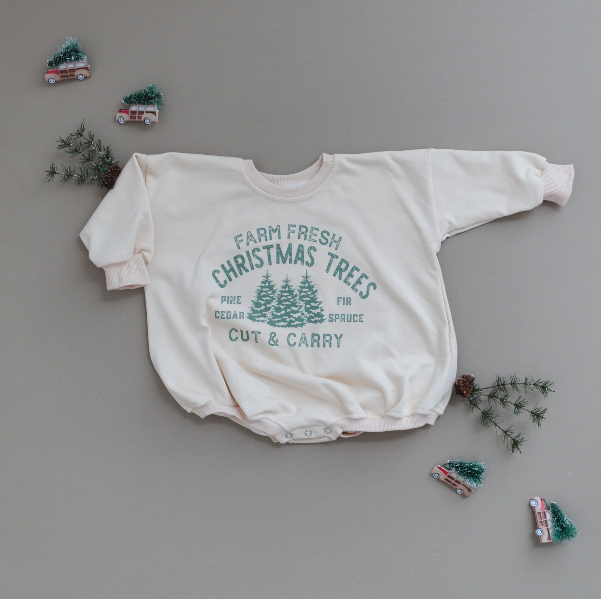 Farm Fresh Christmas Trees Oversized Sweatshirt Romper