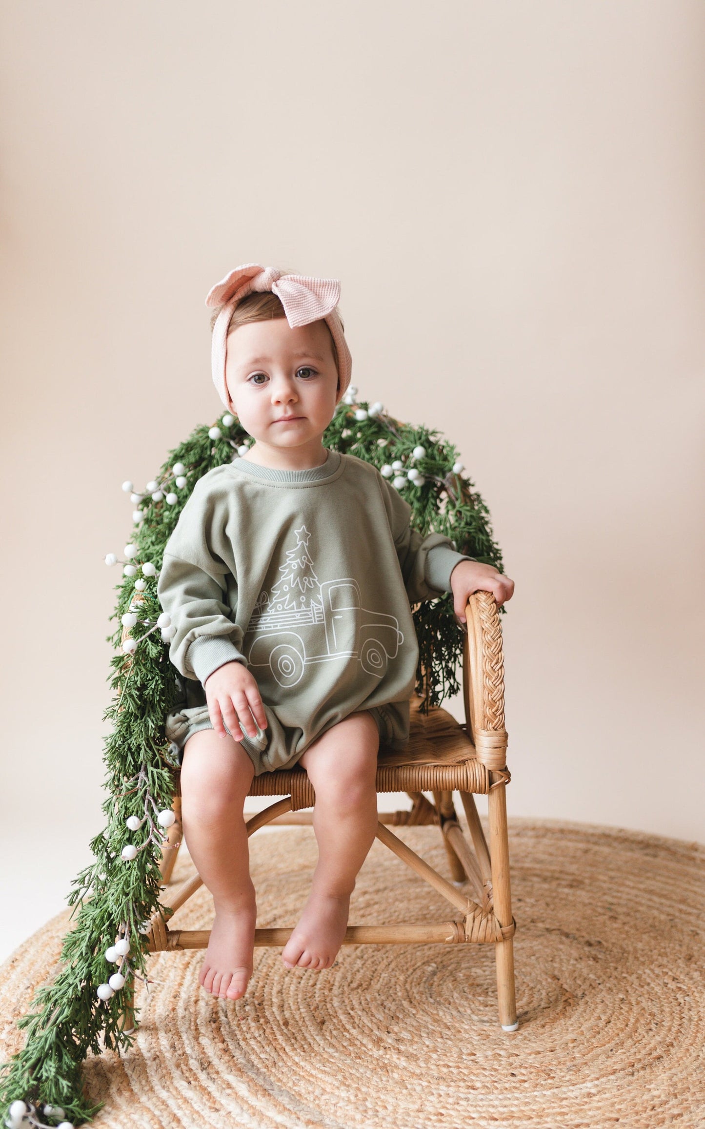 Christmas Tree Truck Oversized Sweatshirt Romper