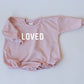LOVED Graphic Oversized Sweatshirt Romper - Sweatshirt Bubble Romper - Baby Boy Clothes - Valentine's Day - Baby Girl Outfit