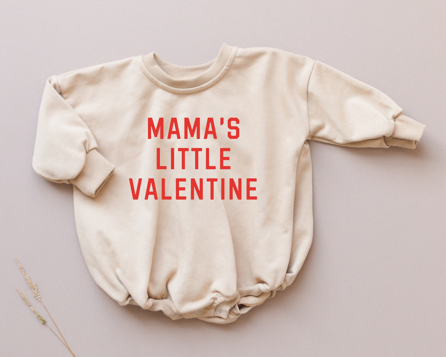 MAMA'S LITTLE VALENTINE Valentine's Day Graphic Oversized Sweatshirt Romper - Sweatshirt Bubble Romper - Baby Boy Clothes - Valentines