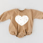 Distressed Heart Graphic Oversized Sweatshirt Romper - Grunge Heart Sweatshirt Bubble Romper - Baby Girl Clothes - V-Day - Valentines Day