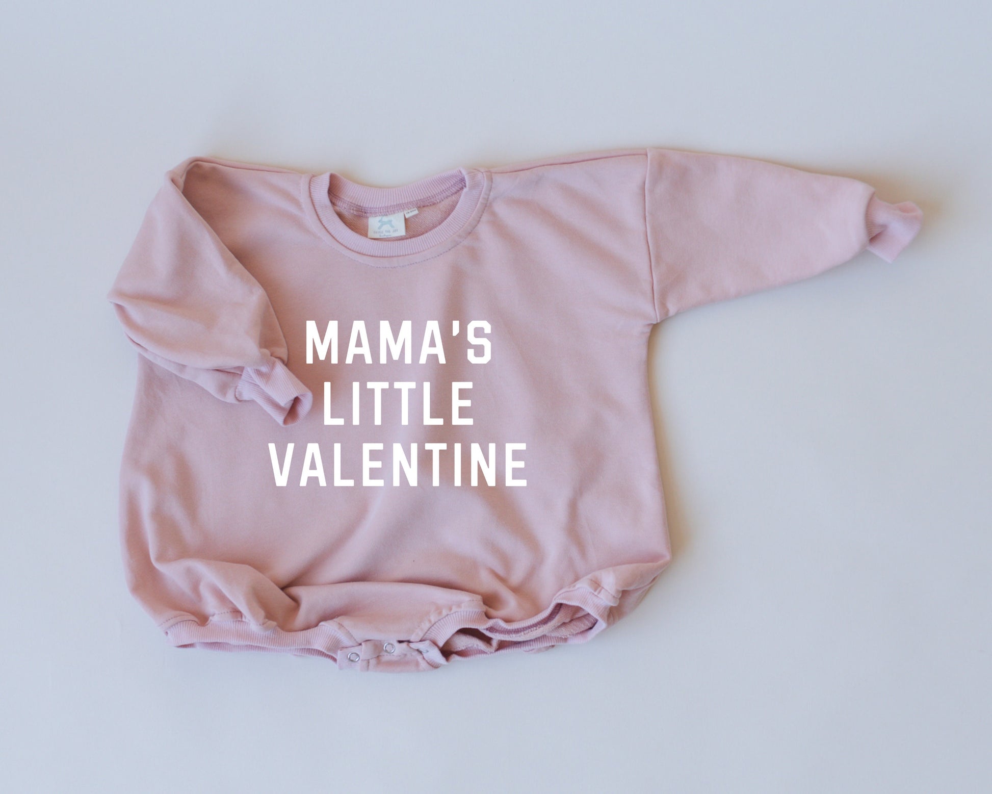 MAMA'S LITTLE VALENTINE Valentine's Day Graphic Oversized Sweatshirt Romper - Sweatshirt Bubble Romper - Baby Boy Clothes - Valentines