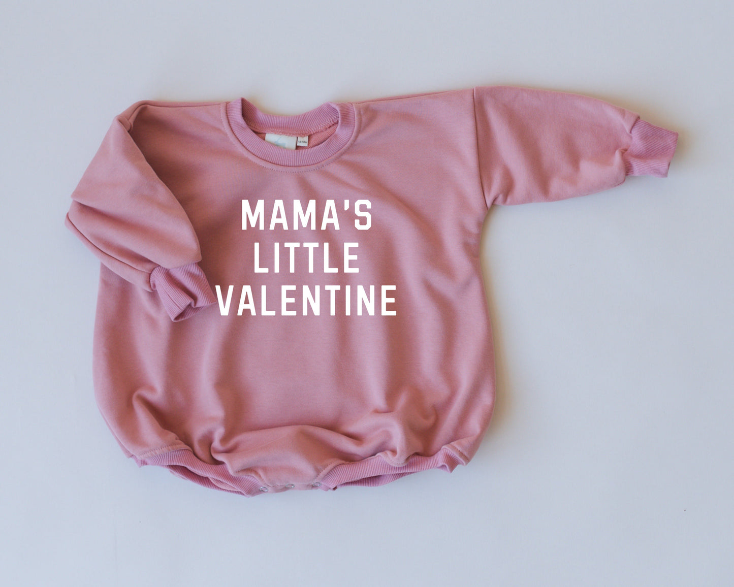 MAMA'S LITTLE VALENTINE Valentine's Day Graphic Oversized Sweatshirt Romper - Sweatshirt Bubble Romper - Baby Boy Clothes - Valentines