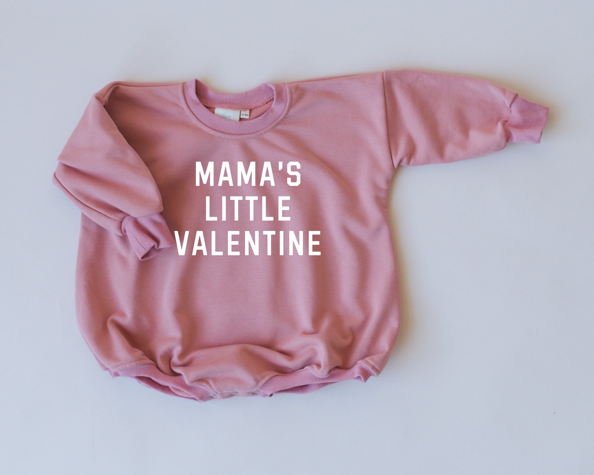 MAMA'S LITTLE VALENTINE Valentine's Day Graphic Oversized Sweatshirt Romper - Sweatshirt Bubble Romper - Baby Boy Clothes - Valentines