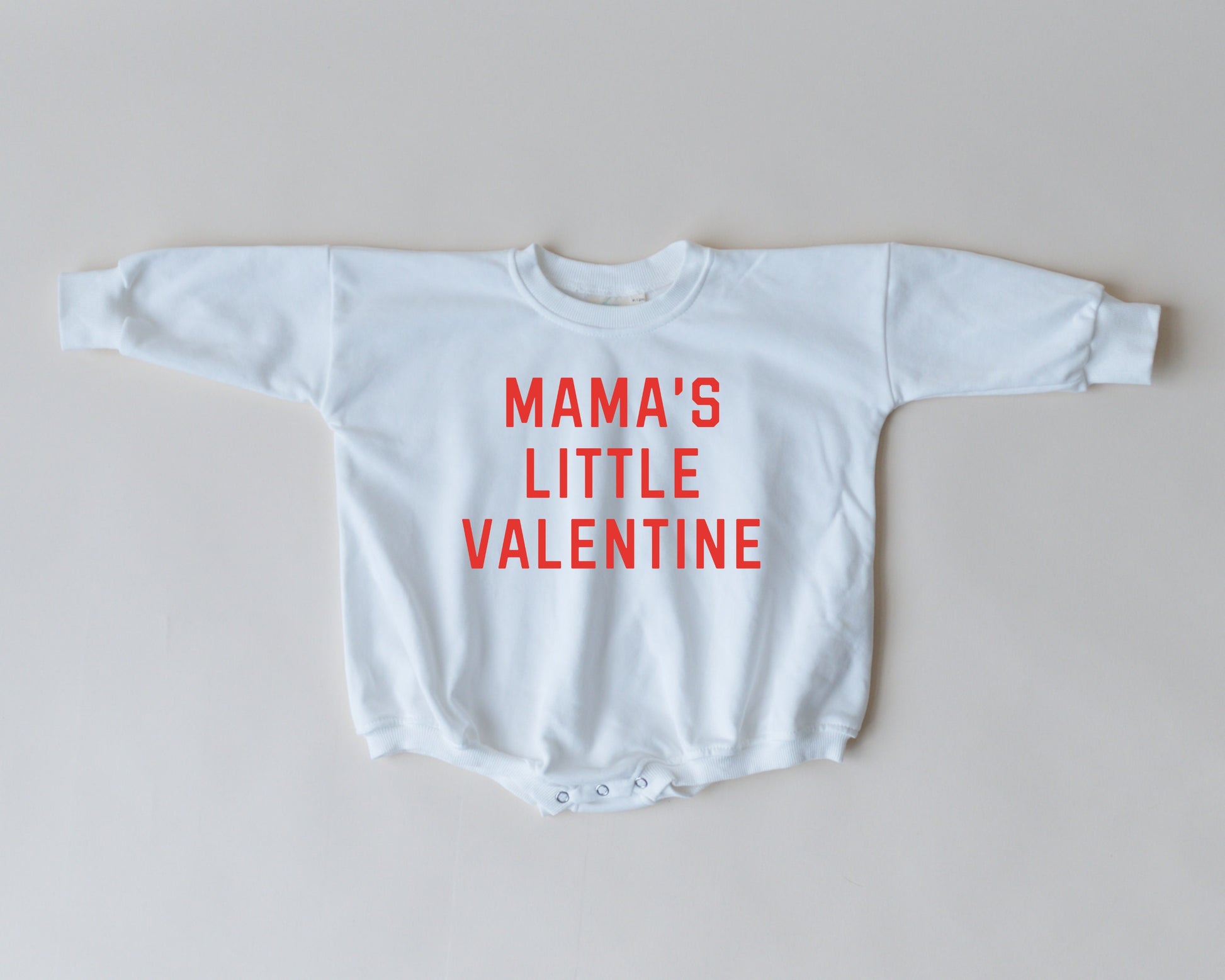 MAMA'S LITTLE VALENTINE Valentine's Day Graphic Oversized Sweatshirt Romper - Sweatshirt Bubble Romper - Baby Boy Clothes - Valentines