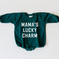 MAMA'S LUCKY CHARM St. Patrick's Day Graphic Oversized Sweatshirt Romper - Sweatshirt Bubble Romper - Baby Boy Clothes - St Patty's - Girl