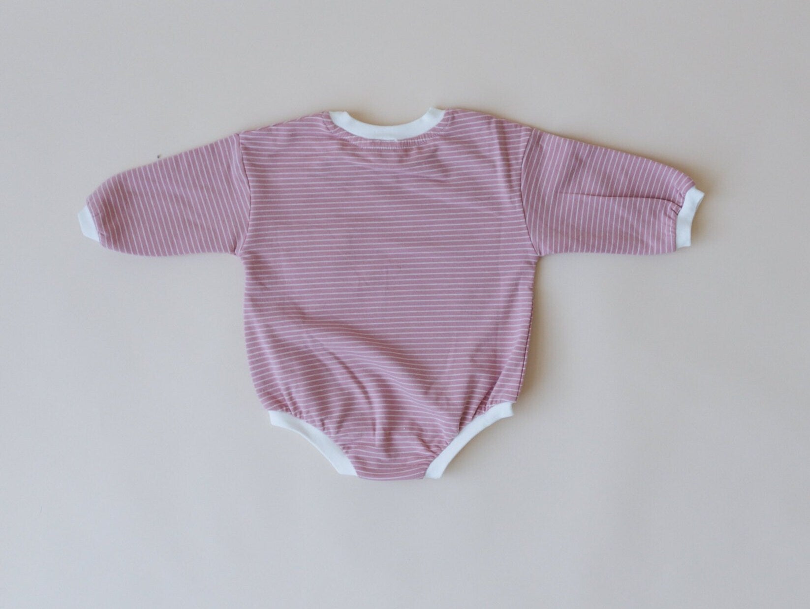 Striped Baby Oversized Sweatshirt Romper - Organic Cotton Sweatshirt Bubble Romper - Neutral Sweatshirt Romper