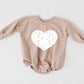 Distressed Heart Graphic Oversized Sweatshirt Romper - Grunge Heart Sweatshirt Bubble Romper - Baby Girl Clothes - V-Day - Valentines Day