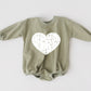 Distressed Heart Graphic Oversized Sweatshirt Romper - Grunge Heart Sweatshirt Bubble Romper - Baby Girl Clothes - V-Day - Valentines Day