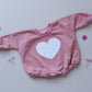 Distressed Heart Graphic Oversized Sweatshirt Romper - Grunge Heart Sweatshirt Bubble Romper - Baby Girl Clothes - V-Day - Valentines Day