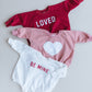 Distressed Heart Graphic Oversized Sweatshirt Romper - Grunge Heart Sweatshirt Bubble Romper - Baby Girl Clothes - V-Day - Valentines Day