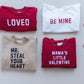 MAMA'S LITTLE VALENTINE Valentine's Day Graphic Oversized Sweatshirt Romper - Sweatshirt Bubble Romper - Baby Boy Clothes - Valentines