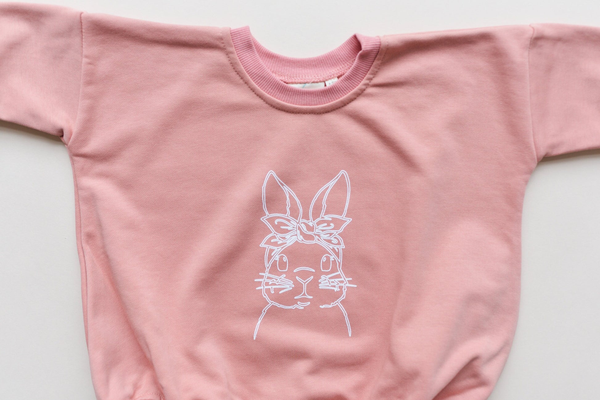 Baby Girl Bunny Easter Graphic Oversized Sweatshirt Romper - Rabbit Sweatshirt Bubble Romper - Baby Girl Clothes - Baby Girl Easter Shirt