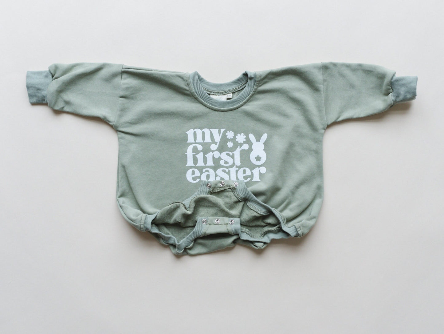 My First Easter Graphic Oversized Sweatshirt Romper - Sweatshirt Bubble Romper - Baby Boy Clothes - Easter Outfit - Girl Shirt - 1st Easter