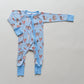 HOPPY DUDES Baby Bamboo Baby Pajamas - Rabbit Bunny Bamboo Zipper Romper - Convertible Romper PJs - Footie Pajamas - Zippy PJs - Baby Boy