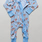 HOPPY DUDES Baby Bamboo Baby Pajamas - Rabbit Bunny Bamboo Zipper Romper - Convertible Romper PJs - Footie Pajamas - Zippy PJs - Baby Boy