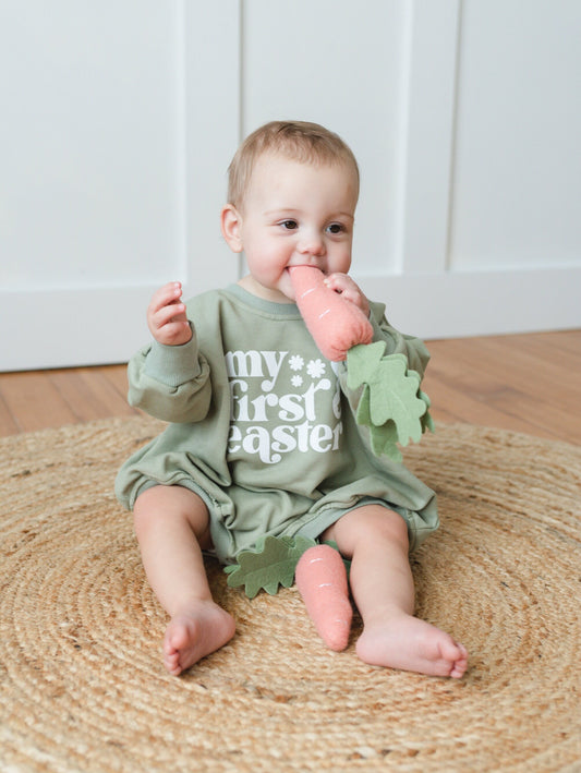 My First Easter Graphic Oversized Sweatshirt Romper - Sweatshirt Bubble Romper - Baby Boy Clothes - Easter Outfit - Girl Shirt - 1st Easter