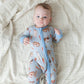 HOPPY DUDES Baby Bamboo Baby Pajamas - Rabbit Bunny Bamboo Zipper Romper - Convertible Romper PJs - Footie Pajamas - Zippy PJs - Baby Boy