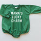 MAMA'S LUCKY CHARM St. Patrick's Day Graphic Oversized Sweatshirt Romper - Sweatshirt Bubble Romper - Baby Boy Clothes - St Patty's - Girl