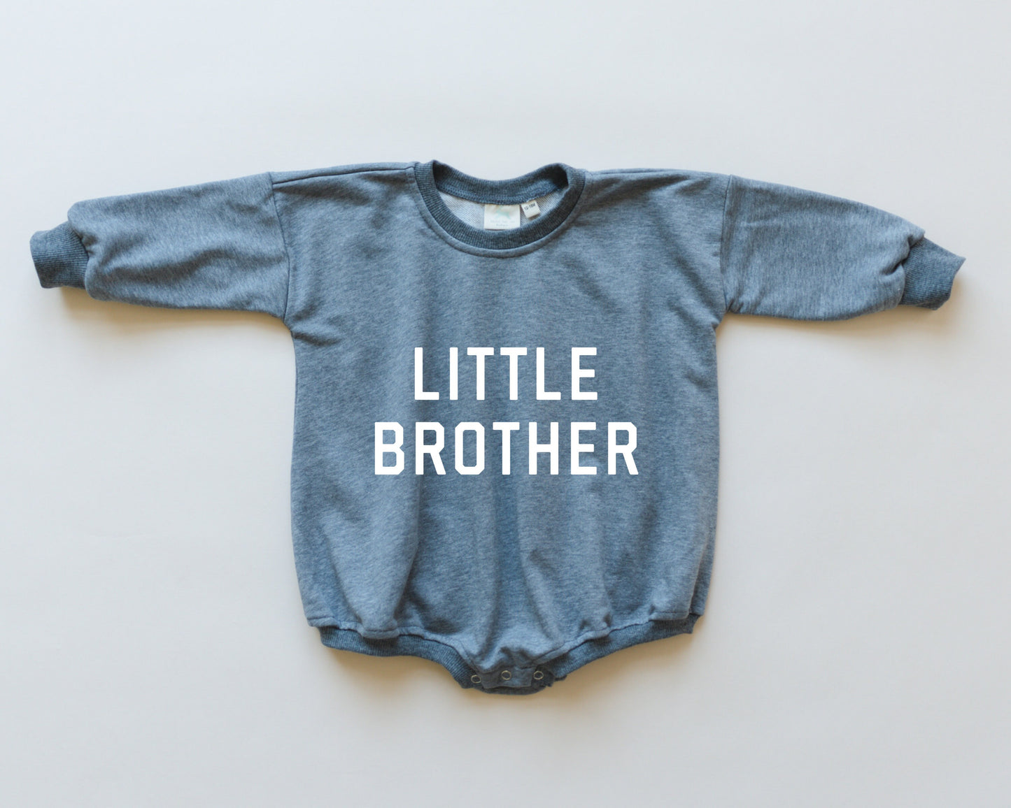 LITTLE BROTHER Graphic Oversized Sweatshirt Romper - Bubble Romper - Baby Boy Clothes - Lil Bro Sweatshirt Shirt Outfit Gender Reveal