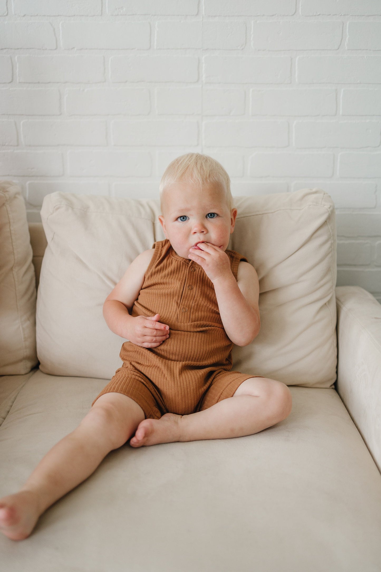 Organic Cotton Ribbed Sleeveless Romper - Baby Boy Outfit - Summer Baby Outfit - Baby Romper - Baby Clothes Boy - Ribbed Outfit - Neutral