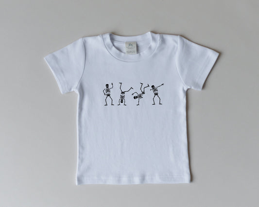 Dancing Skeletons 100% Cotton Graphic Tee - Halloween T-Shirt - Fall Baby Boy or Girl Clothes - Skelly Skeleton - Toddler Graphic Tee