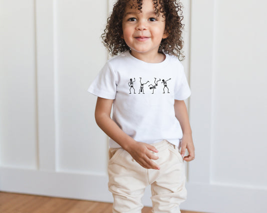 Dancing Skeletons 100% Cotton Graphic Tee - Halloween T-Shirt - Fall Baby Boy or Girl Clothes - Skelly Skeleton - Toddler Graphic Tee