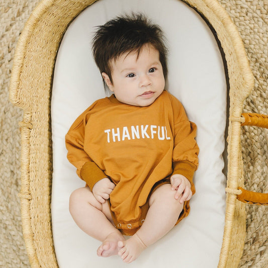 Thankful Graphic Oversized Bamboo Sweatshirt Romper