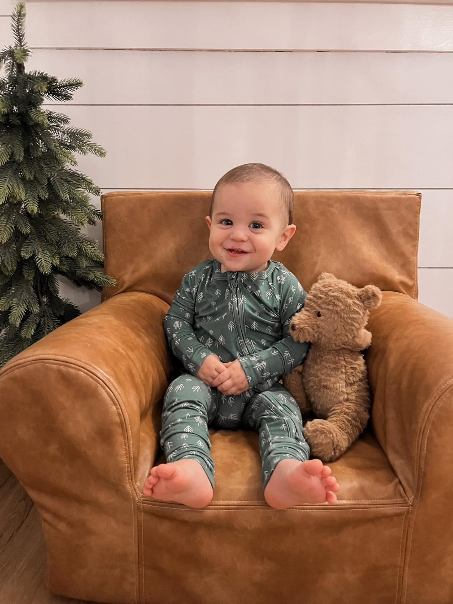 Minimalist Christmas Trees Bamboo Zippy Romper