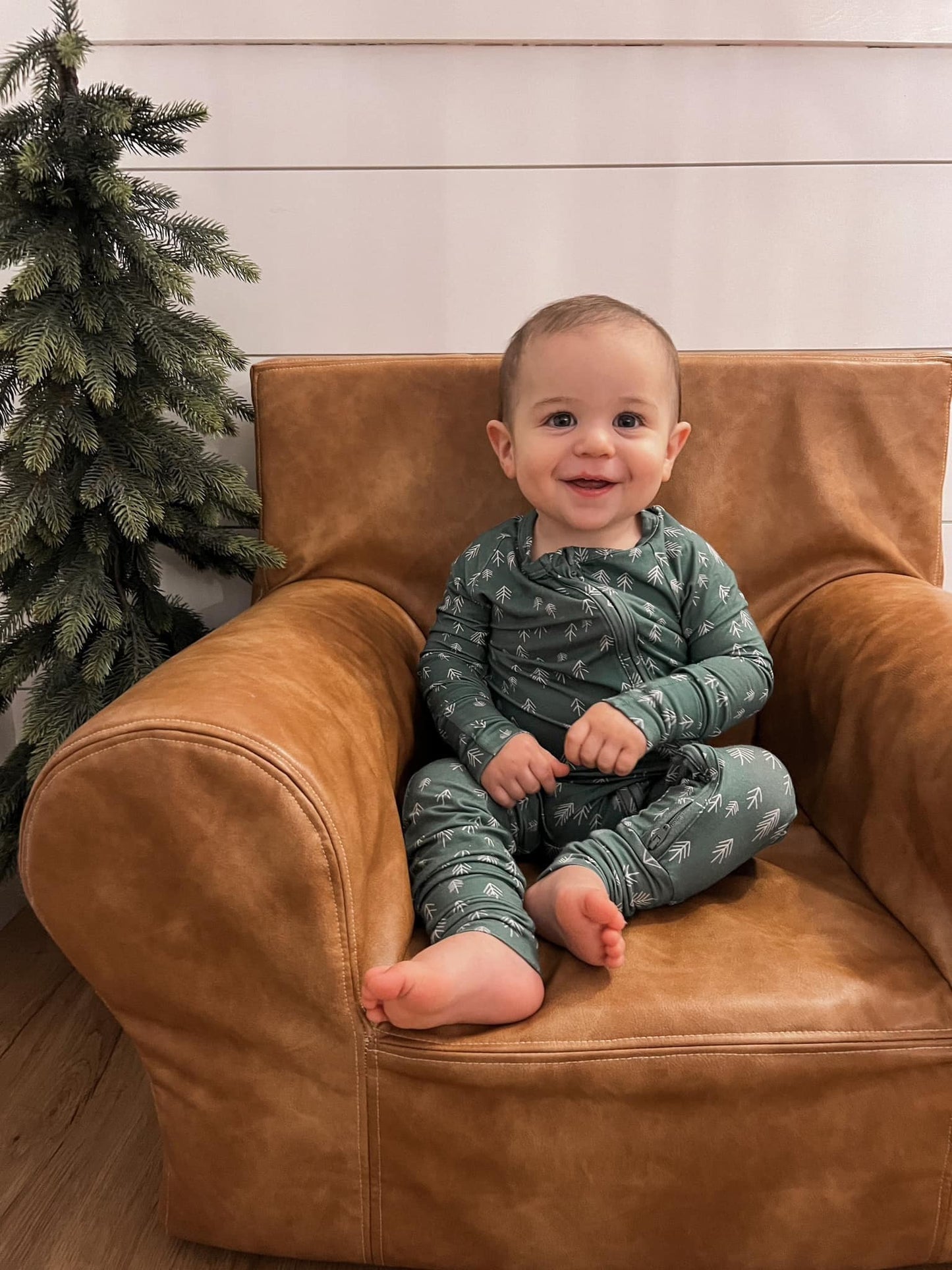 Minimalist Christmas Trees Bamboo Zippy Romper