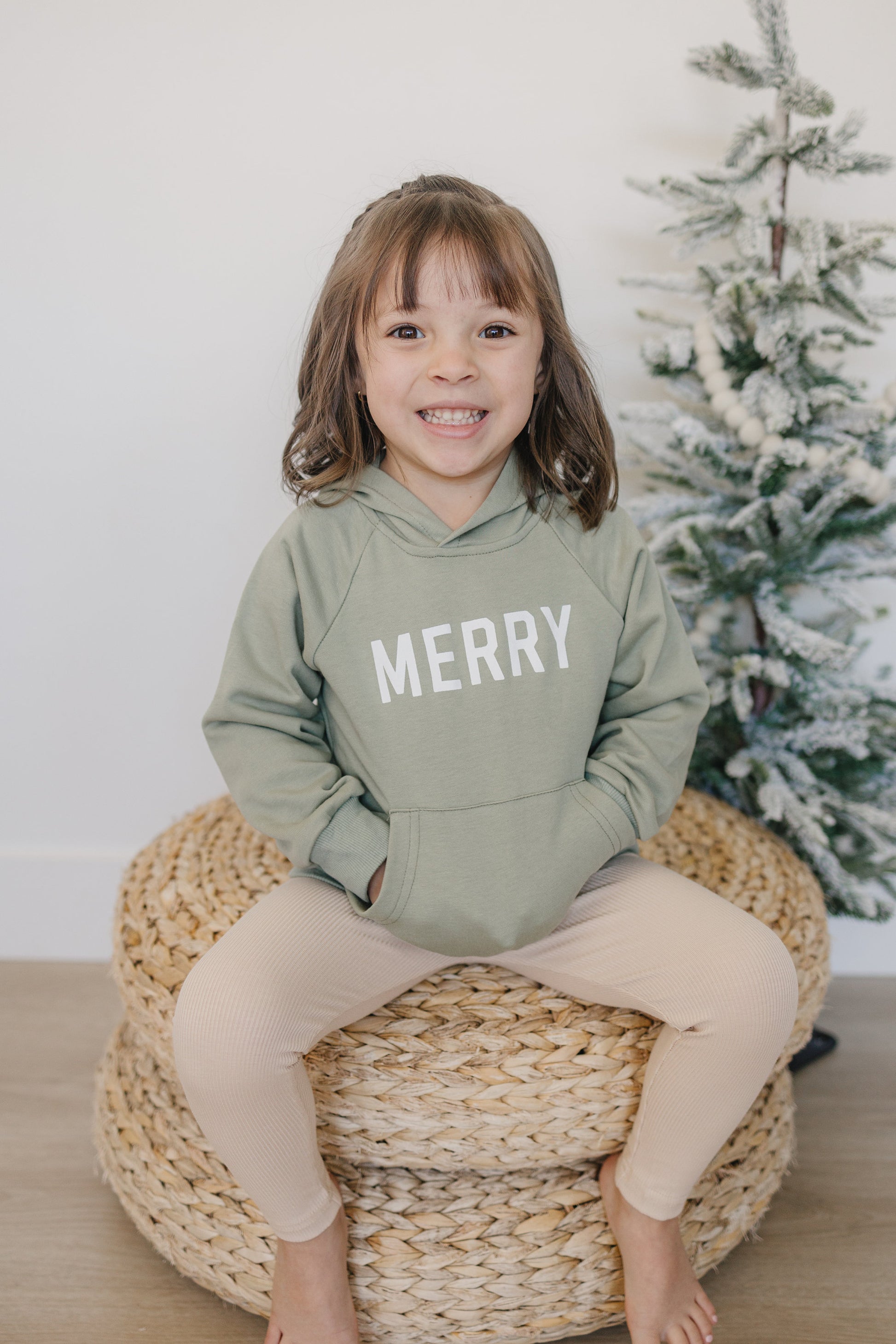 MERRY Christmas Graphic Hoodie - Merry Christmas Hooded Sweatshirt - Baby Boy or Girl - Toddler - Green - Christmas Shirt Outfit Hoodie