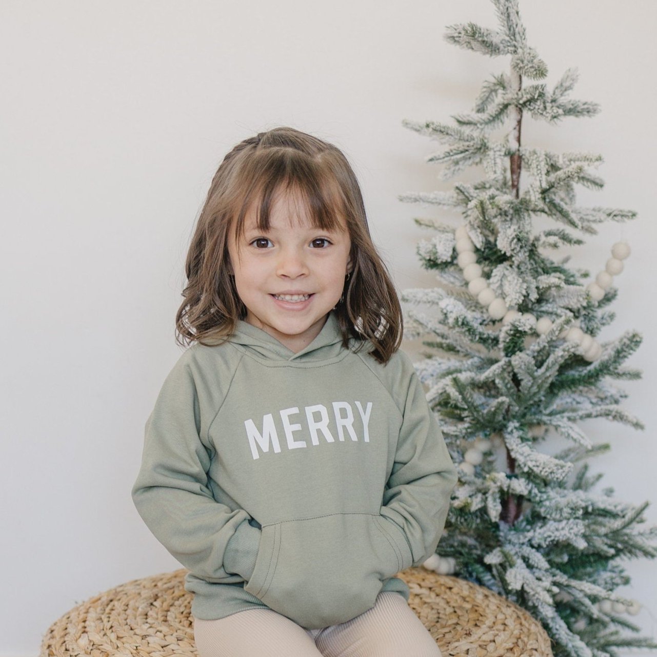 MERRY Christmas Graphic Hoodie - Merry Christmas Hooded Sweatshirt - Baby Boy or Girl - Toddler - Green - Christmas Shirt Outfit Hoodie