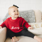 Merry Embroidered Oversized Chunky Knit Sweater - Red Christmas Sweater - Girl Boy Baby Toddler - Merry Christmas - Xmas Theme