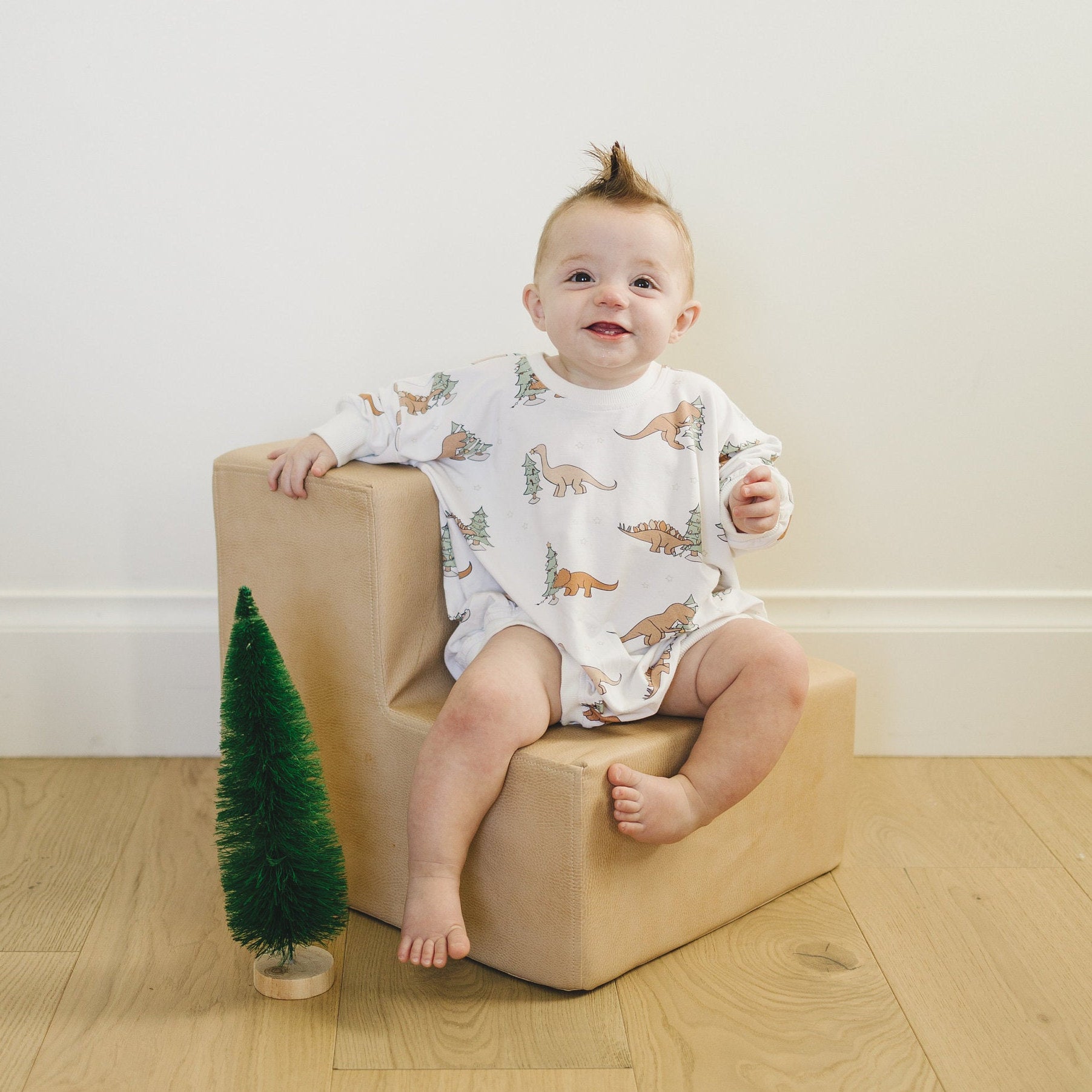 Christmas Tree-Rex Bamboo Bubble Romper