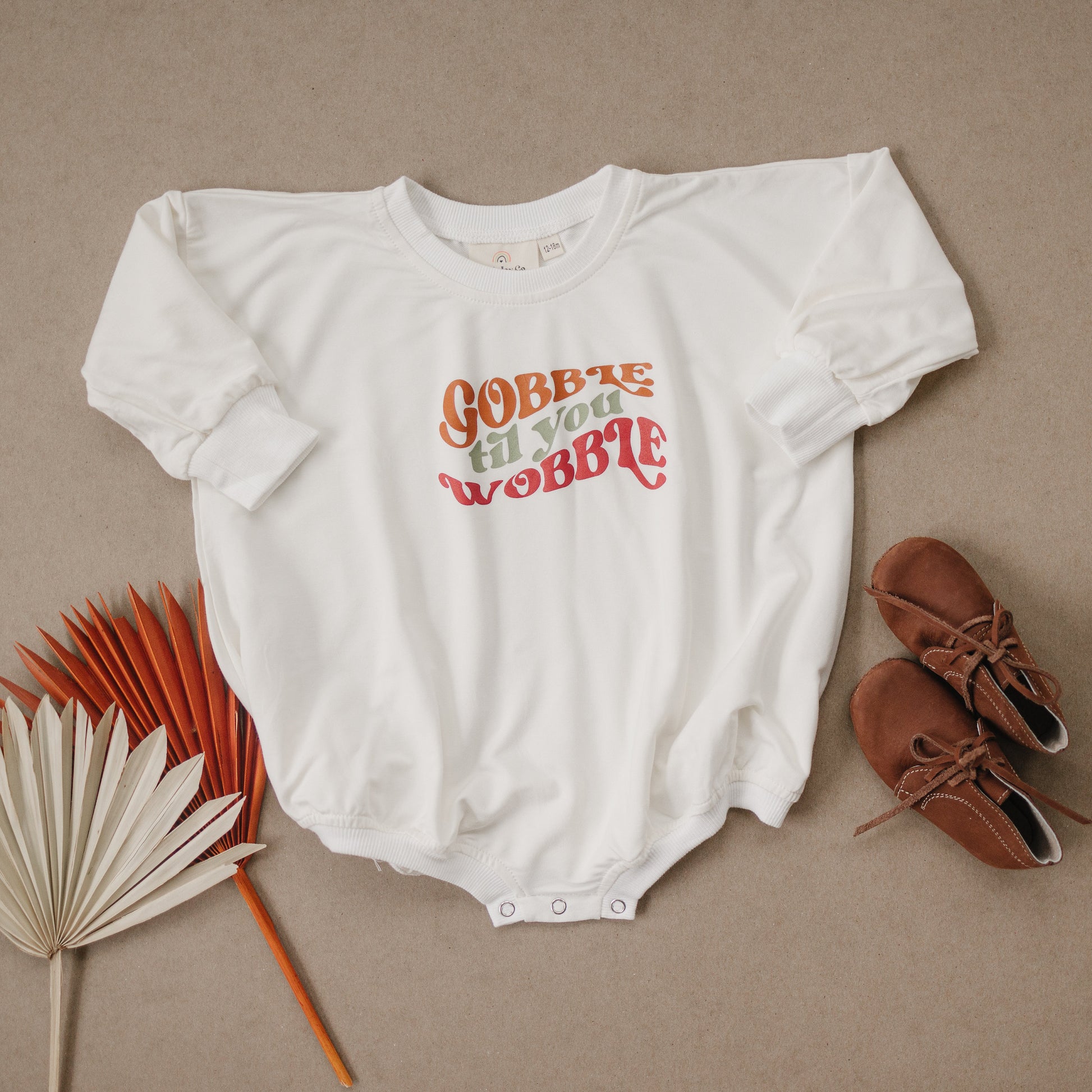 Gobble til You Wobble Thanksgiving Bamboo Sweatshirt Romper