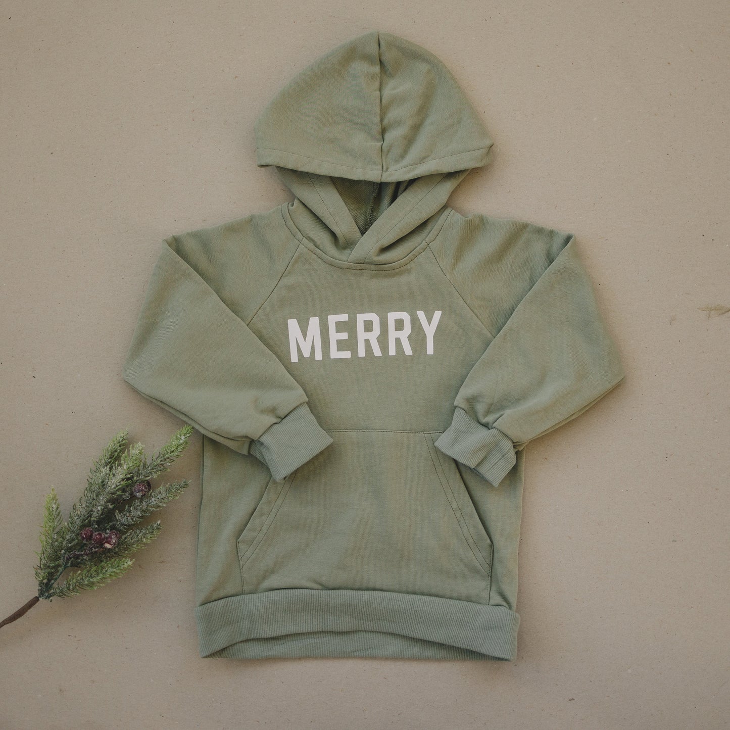 MERRY Christmas Graphic Hoodie - Merry Christmas Hooded Sweatshirt - Baby Boy or Girl - Toddler - Green - Christmas Shirt Outfit Hoodie