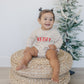 MERRY Graphic Organic Cotton Oversized Sweatshirt Romper - Baby Boy Bubble Romper - Baby Girl Outfit - Christmas Baby Outfit Winter Xmas