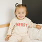 MERRY Graphic Organic Cotton 2pc Jogger Set - Baby Sweatsuit - Crewneck Sweatshirt & Pants - Christmas Baby Outfit Winter - Girl Boy Outfit