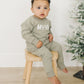 MERRY Graphic Organic Cotton 2pc Jogger Set - Baby Sweatsuit - Crewneck Sweatshirt & Pants - Christmas Baby Outfit Winter - Girl Boy Outfit