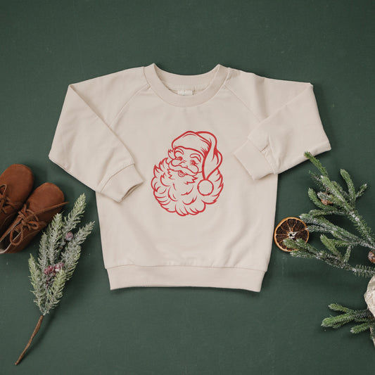 Vintage Santa Graphic Organic Cotton Crewneck Sweatshirt - Christmas Sweatshirt Winter Crewneck Outfit - Boy Girl Baby Toddler - XMAS