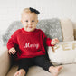 Merry Embroidered Oversized Chunky Knit Sweater - Red Christmas Sweater - Girl Boy Baby Toddler - Merry Christmas - Xmas Theme