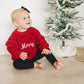 Merry Embroidered Oversized Chunky Knit Sweater - Red Christmas Sweater - Girl Boy Baby Toddler - Merry Christmas - Xmas Theme