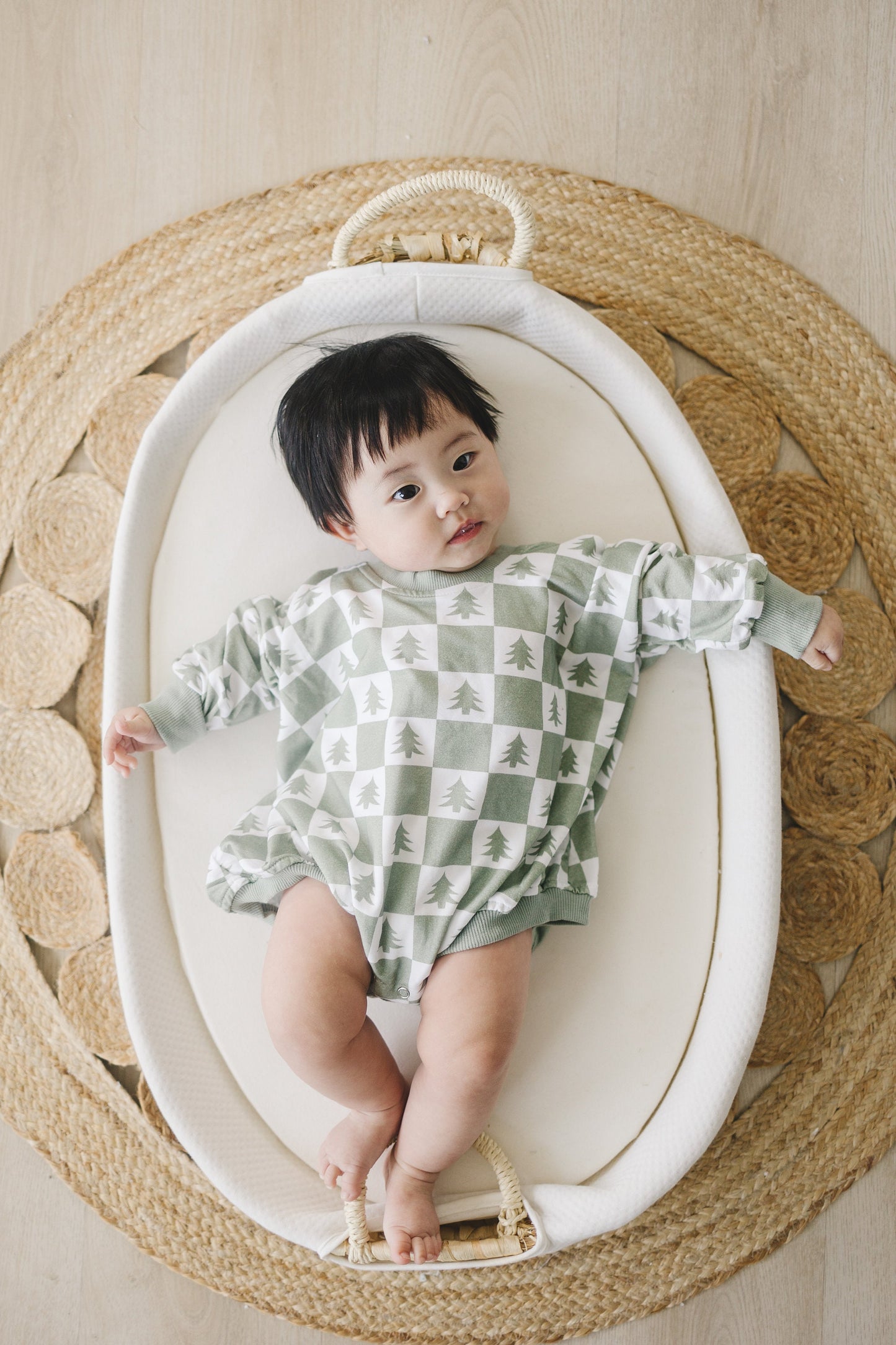 Checkered Christmas Tree Bamboo Bubble Romper