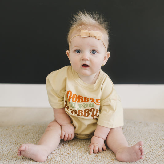 Gobble Til You Wobble Oversized T-Shirt Romper - Thanksgiving Shirt Tee Outfit Clothes - Boy Girl Neutral - Thanksgiving Outlet