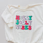 HOLLY JOLLY VIBES Christmas Graphic Oversized Sweatshirt Romper - Baby Bubble Romper - Bubble Romper - Baby Boy Outfit - Baby Girl - Retro