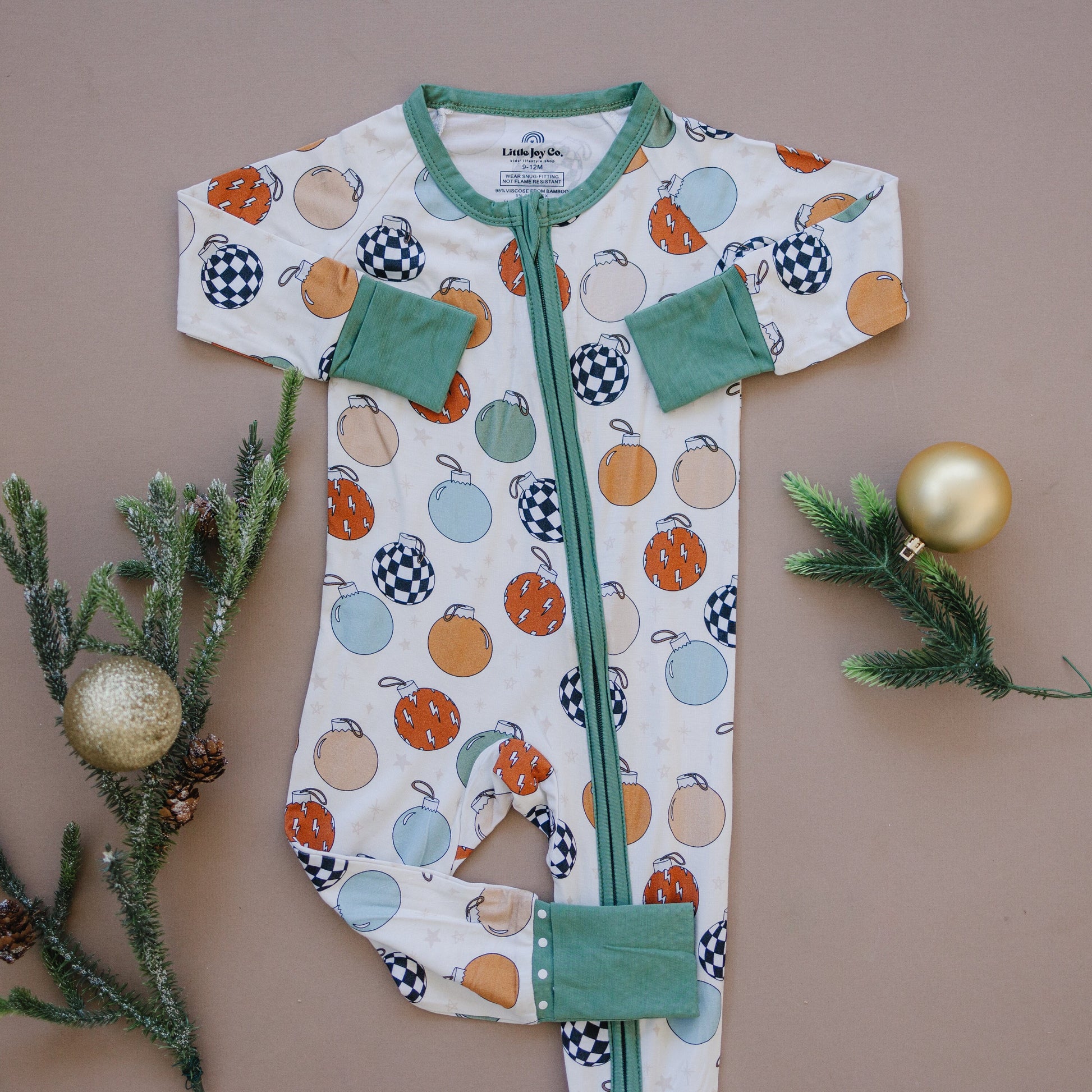 Christmas Ornament Bamboo Zippy Romper