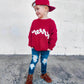 Merry Hand Embroidered Chunky Knit Sweater for Babies & Toddlers - Christmas Embroidered Baby Sweater - Baby Boy or Girl - Red