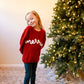 Merry Hand Embroidered Chunky Knit Sweater for Babies & Toddlers - Christmas Embroidered Baby Sweater - Baby Boy or Girl - Red
