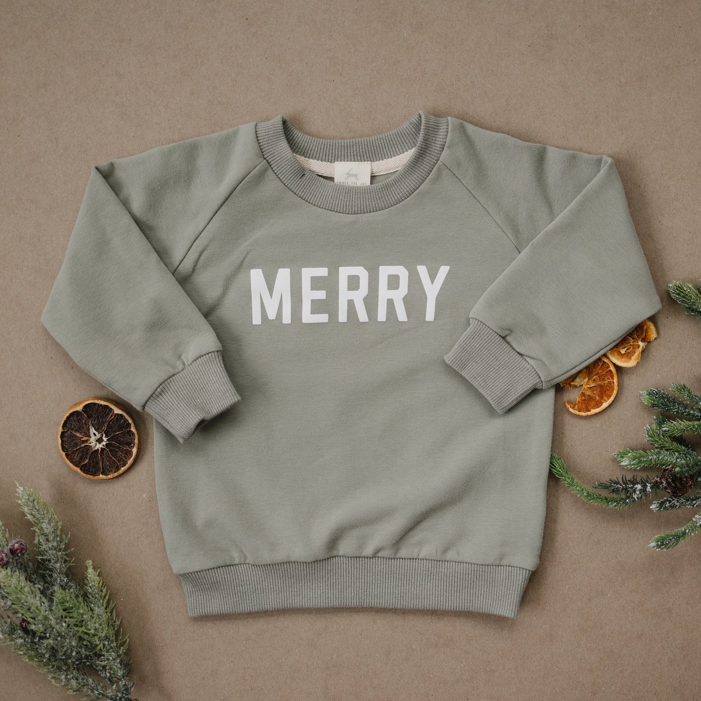 MERRY Graphic Organic Cotton Crewneck Sweatshirt - Baby Sweatshirt - Toddler Crewneck Sweatshirt - Christmas Baby Winter - Girl Boy Crew