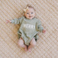 MERRY Christmas Graphic Oversized Sweatshirt Romper - Baby Bubble Romper - Baby Boy Outfit - Girl - Toddler - Green - X-Mas Sweatshirt Top